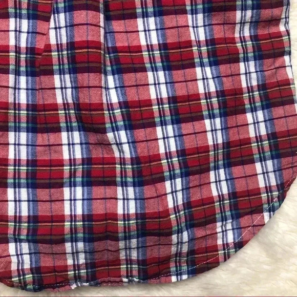 Chaps Collared Short Sleeved Plaid Shirt Red, White, & Blue Plaid  Size 4T - Picture 15 of 16